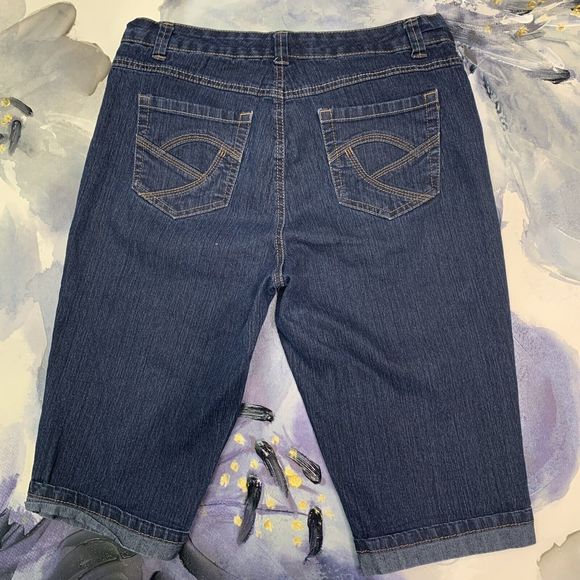 Nine West jeans women's size 10 capri cropped high rise dark wash stretch - Picture 1 of 12